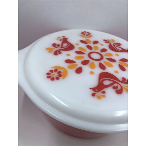 Vintage Red PYREX 474-B Friendship Casserole Dish 1-1/2 qt w/ Red Bird Lid - Picture 6 of 16